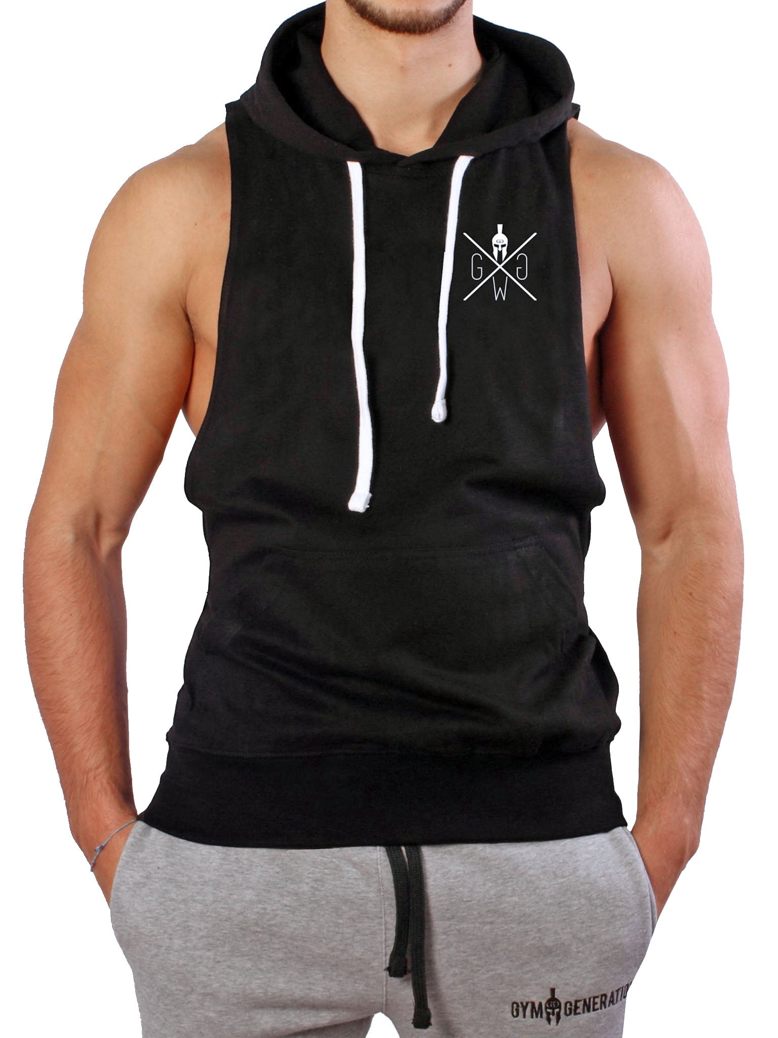 Men's fitness tank top with hood of 100% cotton – Gym Generation®