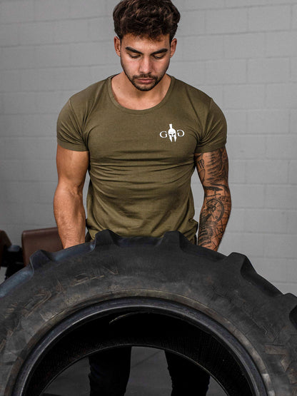 Herren T-Shirt in Olive mit Spartaner Logo