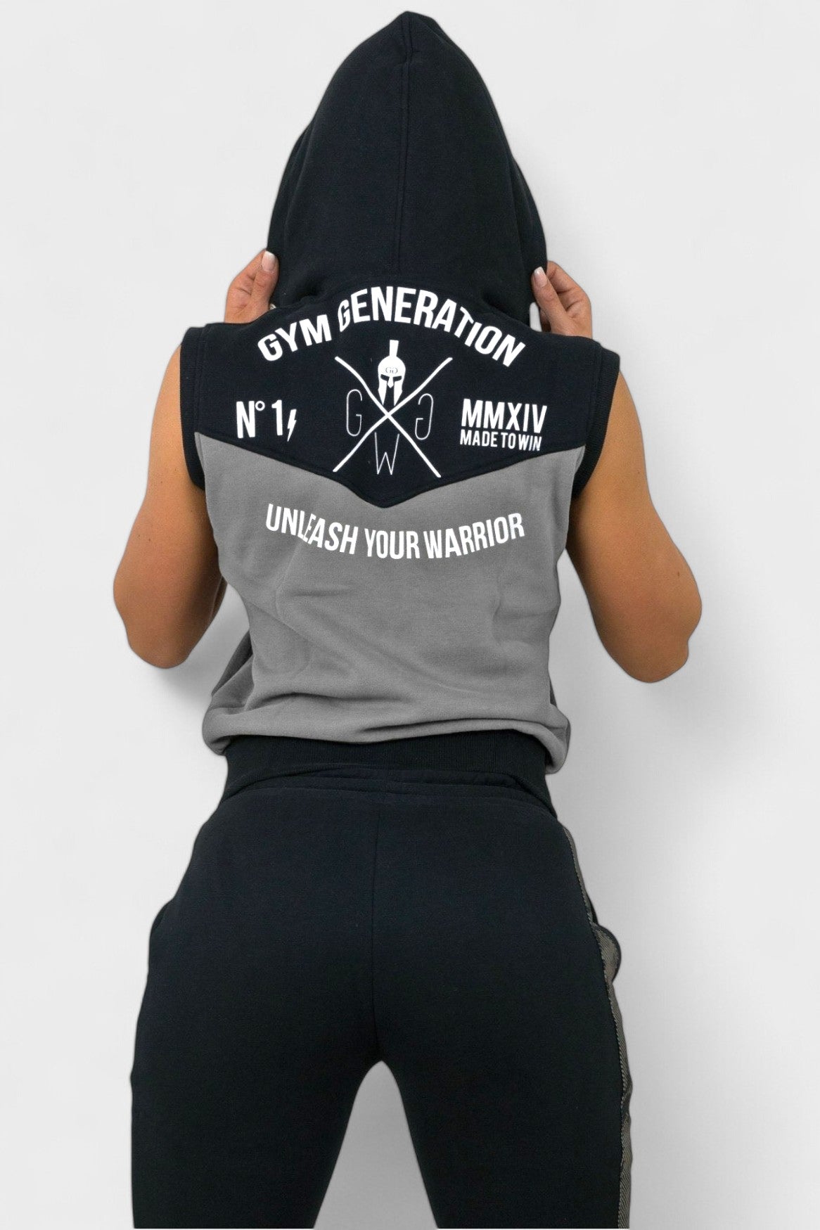 Ärmelloser Gym Hoodie Damen für Fitness, Sport und Freizeit von Gym Generation. Unleash your Warrior.