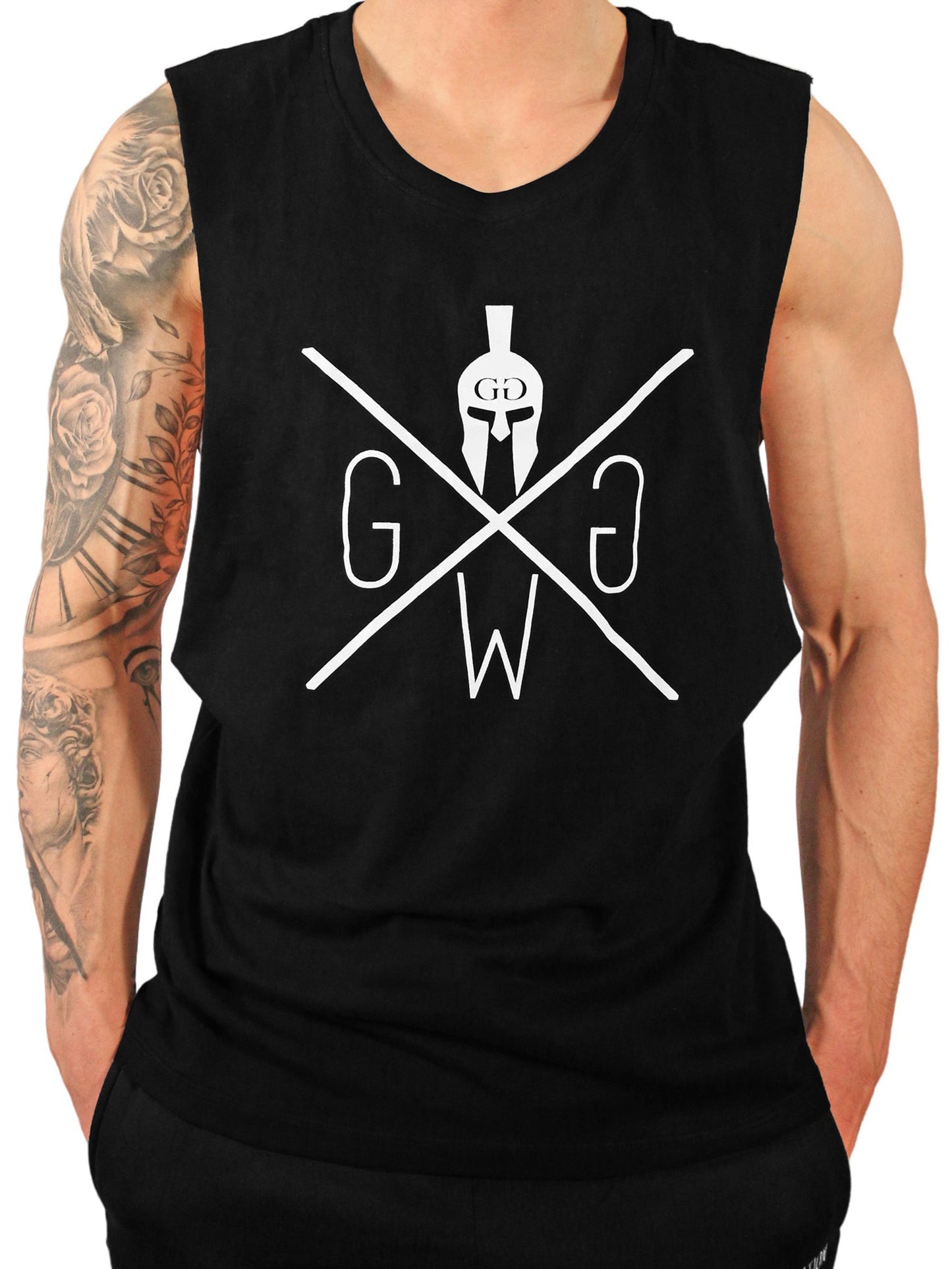 Schwarzes Gym Generation Drop Arm Tank Top – ideal für intensive Workouts und Sommer Style.