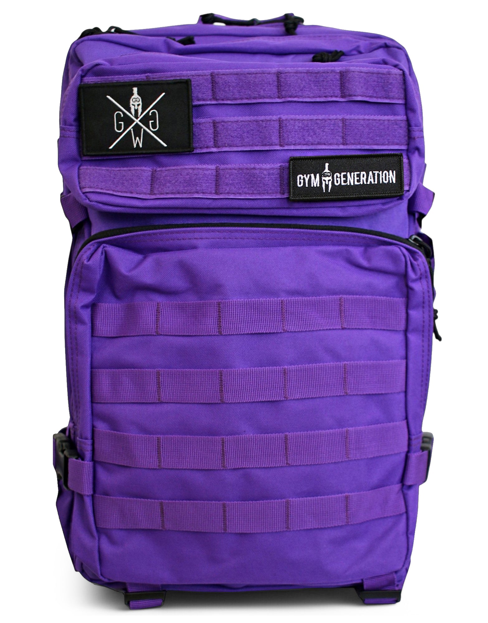 Rucksack Retro Purple von Gym Generation – Stylischer 45L Rucksack für Gym, Reisen und Alltag, mit spritzwassergeschütztem Material und Klettfläche für Patches.