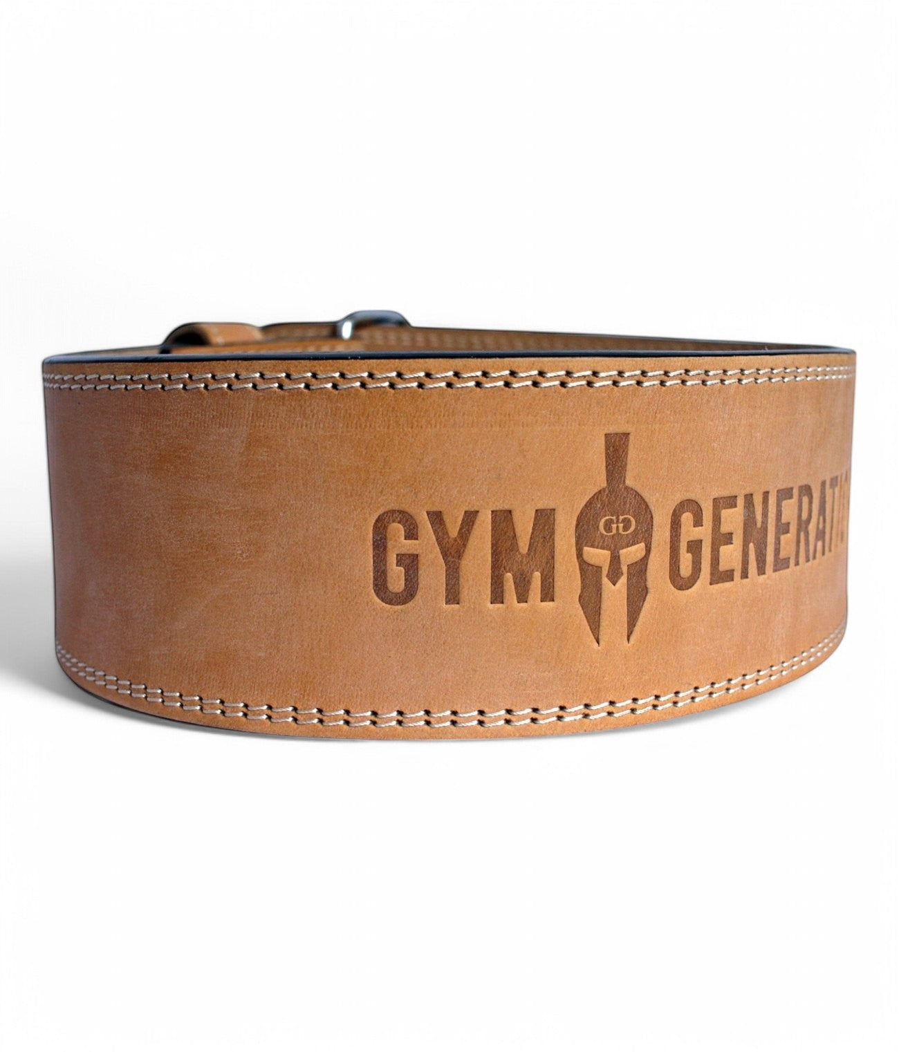 Kraftsport Gewichthebergürtel aus Leder – Gym Generation Gürtel für Bodybuilding und Powerlifting, mit geprägtem Logo und doppelter Lochreihe für perfekte Passform.