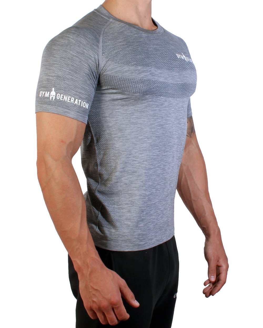 Hochwertiges graues Gym Generation T-Shirt mit muskelbetonter Passform