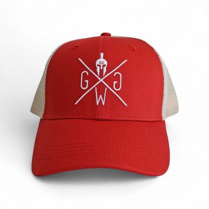 Rote Trucker Cap "Venice" von Gym Generation - Vorderansicht.