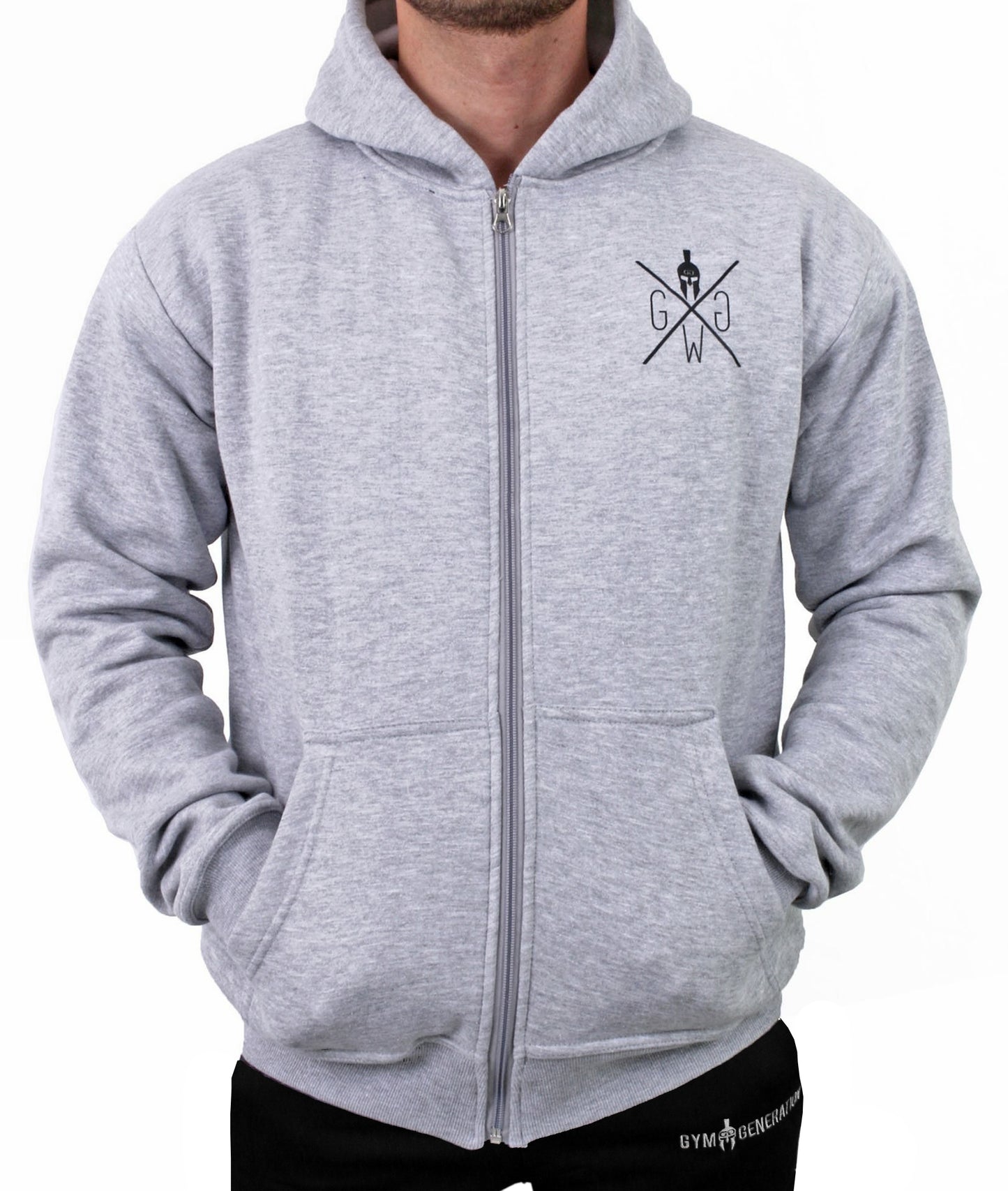 Grauer Gym Generation Zip Hoodie für Sport und Streetwear, atmungsaktiv und komfortabel
