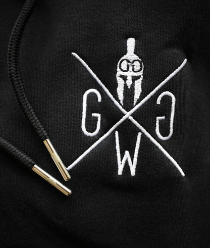 Schwarzer Gym Hoodie von Gym Generation – sportlicher Kapuzenpullover mit atmungsaktiven Materialien und praktischen Funktionen, geeignet für Training und Freizeit.