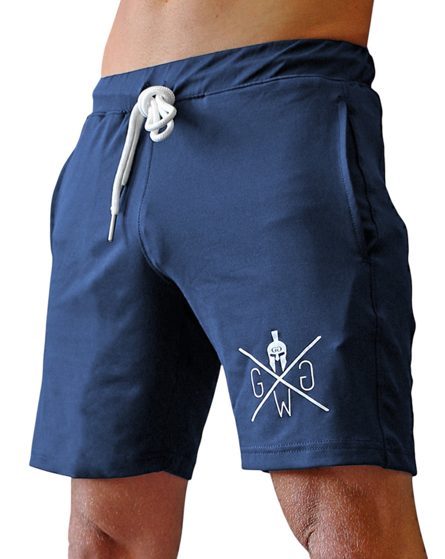 Gym Generation Shorts Navy Blau – Stylische und funktionale Fitness Shorts mit Spartaner-Logo, ideal für Workouts, Jogging und Freizeitaktivitäten.