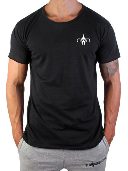 Alexander der Große Gym Shirt Schwarz – Edles Herren Fitness T-Shirt von Gym Generation mit großem Rückenmotiv und sportlichem Schnitt für aktive Männer.