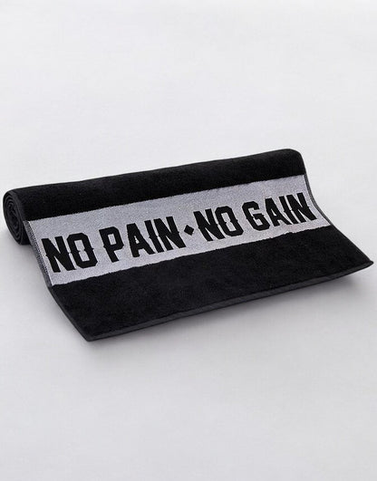 Gym Generation Premium Gym Towel mit "No Pain No Gain" Slogan in Schwarz
