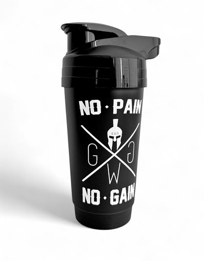 Gym Generation No Pain No Gain Shaker – Schwarzer Protein Shaker, ideal für Fitness, Sport und Protein-Drinks, mit modernem Design.