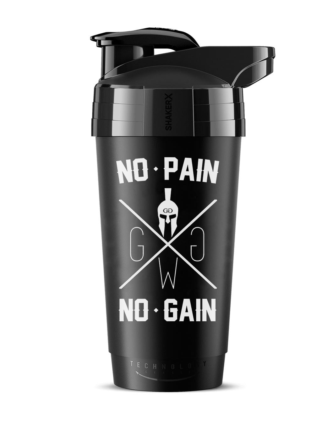 No Pain No Gain Protein Shaker Schwarz – Stylischer Shaker von Gym Generation, ideal für Fitness, Protein-Drinks und Booster, perfekt für dein Training.