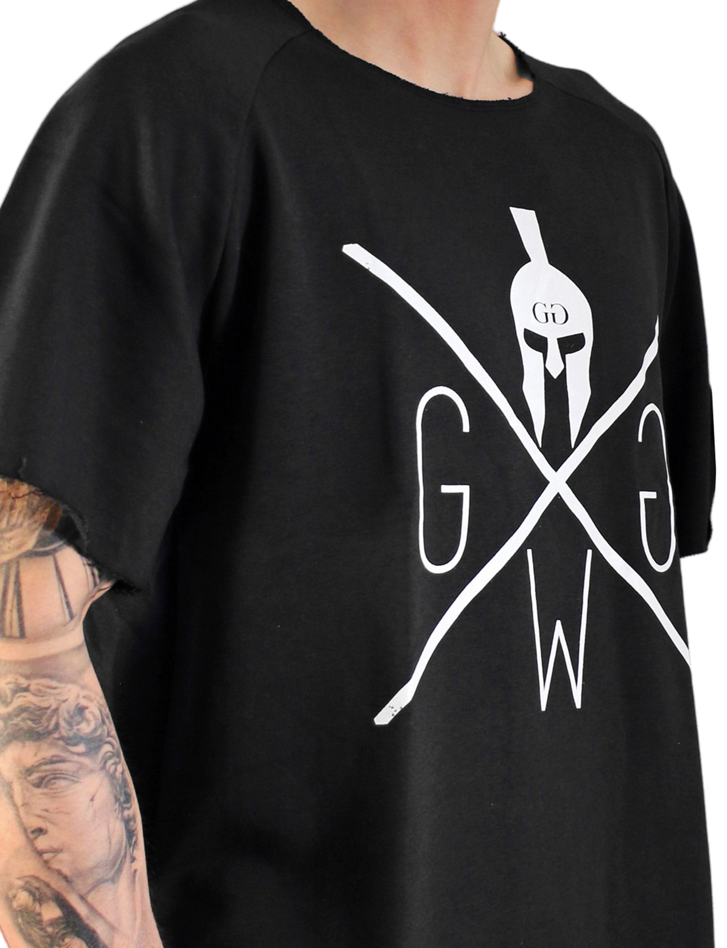 Schwarzes Oversized Pump Cover Gym Shirt von Gym Generation für Bodybuilding.