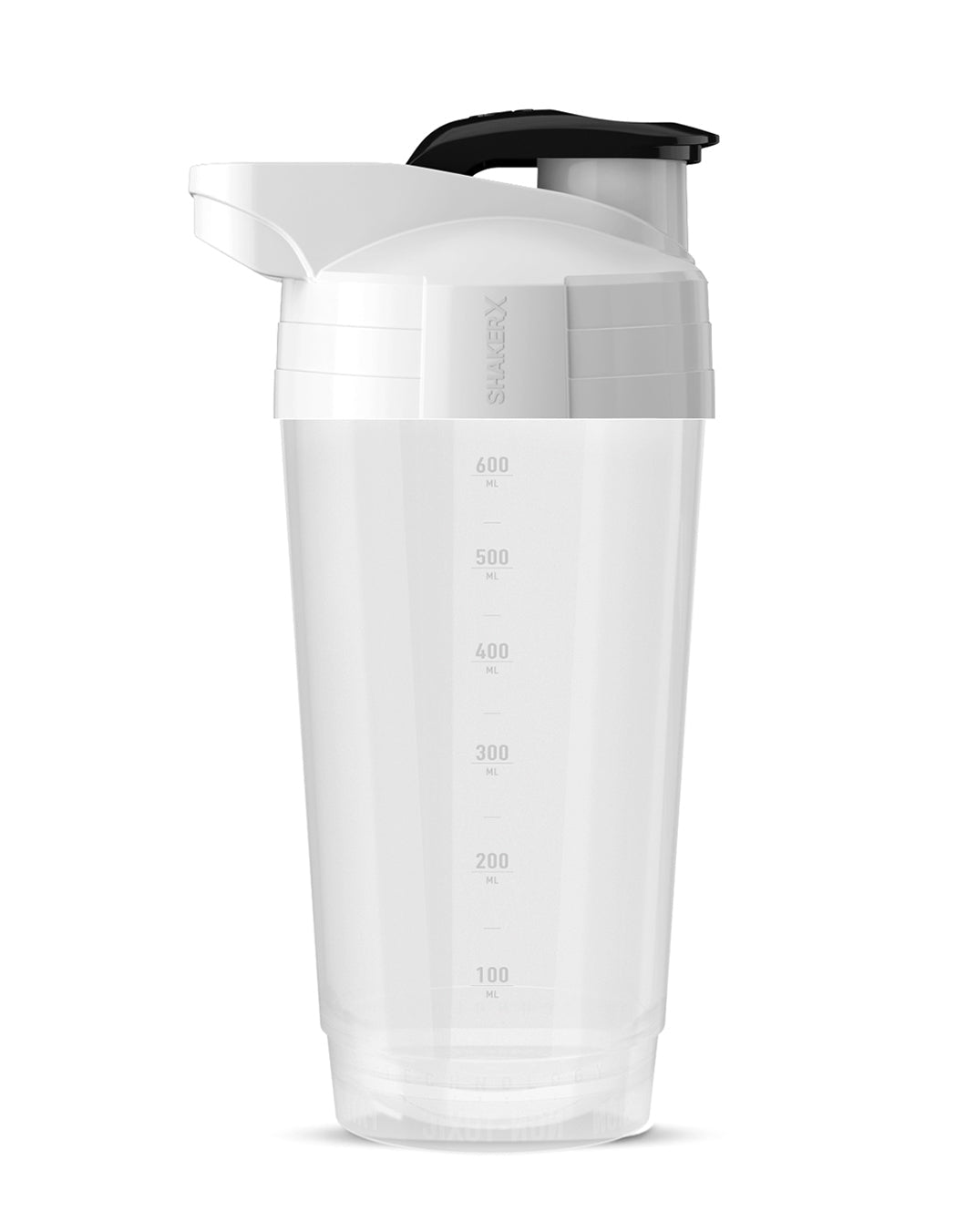 Auslaufsicherer Protein Shaker Transparent – Gym Generation Shaker für klumpenfreie Shakes mit sicherem Schraubverschluss und praktischer Dosierungsskala.