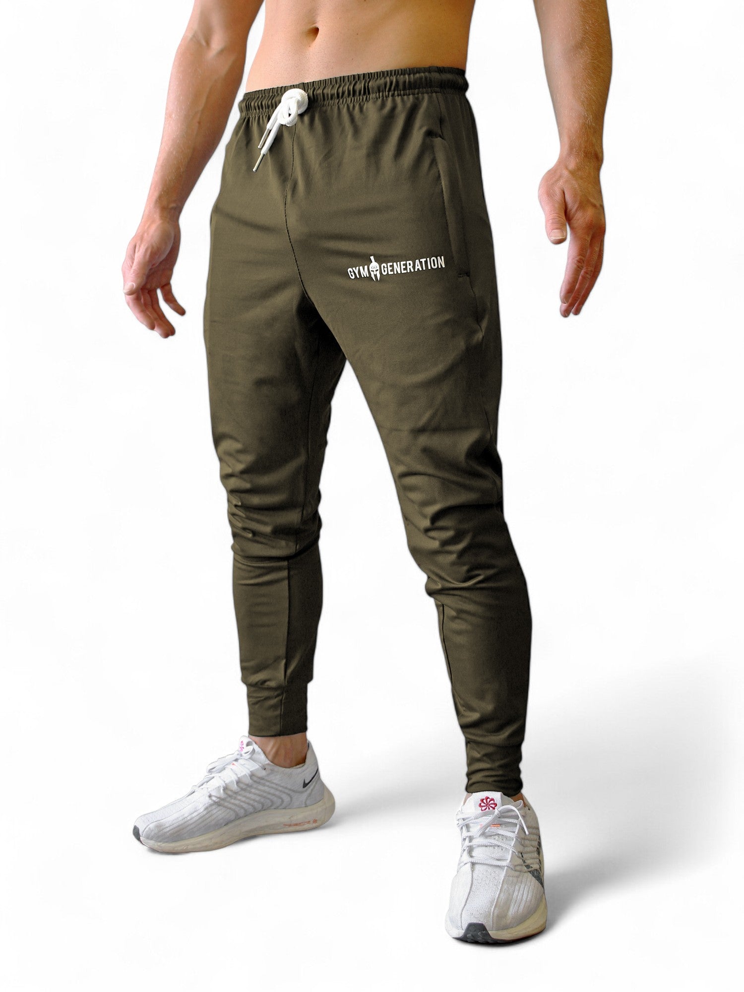 Herren Sporthose Olive mit Reissverschluss-Taschen von Gym Generation – Perfekte Kombination aus Funktion und Stil