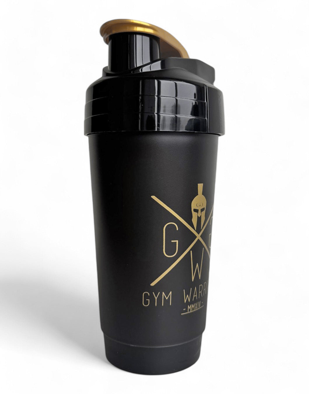 Gym Generation Fitness Shaker Gold – Robuster und auslaufsicherer Shaker in Schwarz mit goldenem Deckel, BPA-frei und leicht zu reinigen, für Training und Alltag.