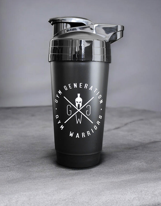 Gym Protein Shaker Schwarz – BPA-freier und lebensmittelechter Shaker mit sicherem Schraubverschluss, ideal für Training, Sport und unterwegs.