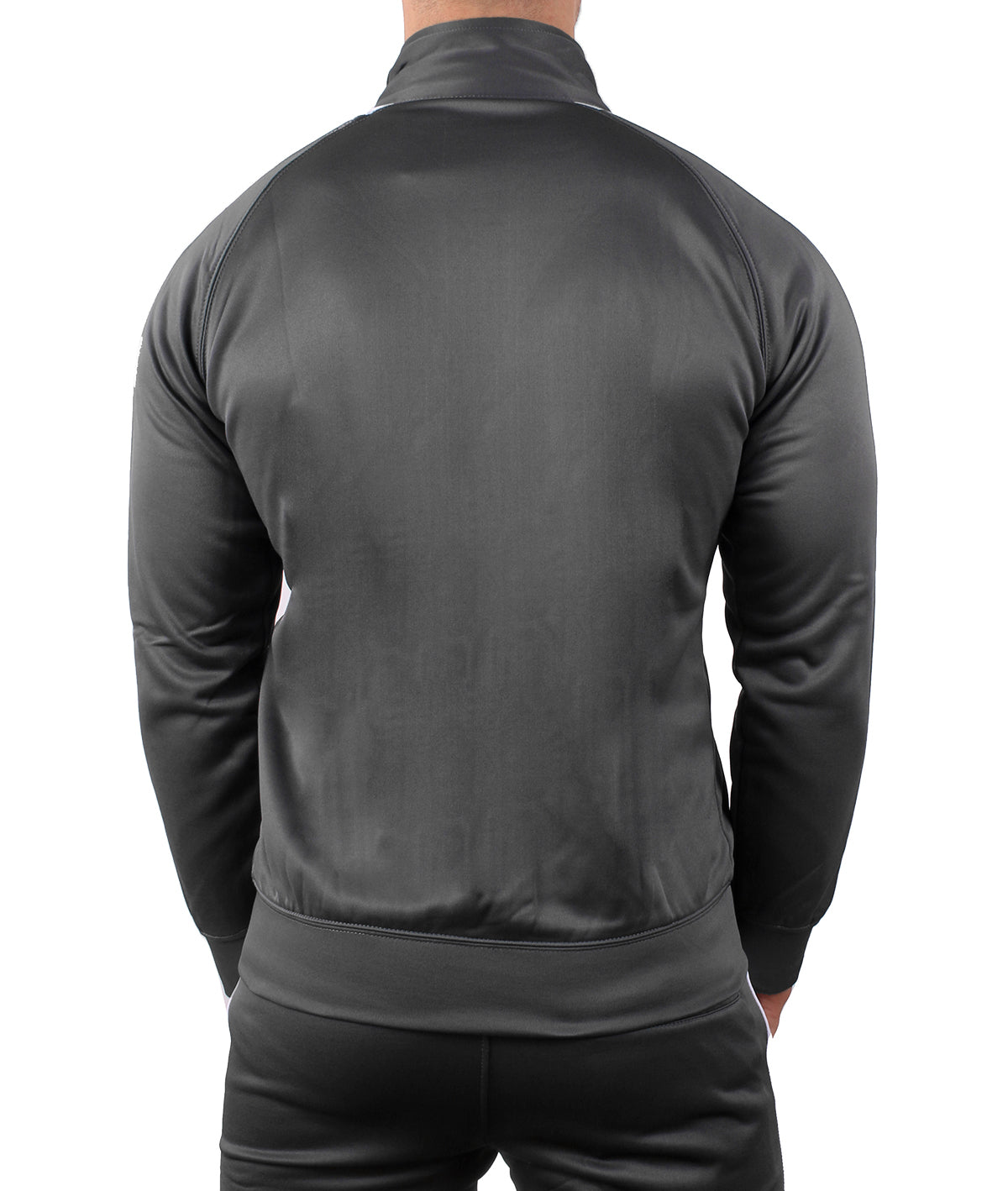 Herren Trainingsjacke Dunkelgrau – Funktionale Sportjacke mit weißen Akzenten für Workout und Freizeit