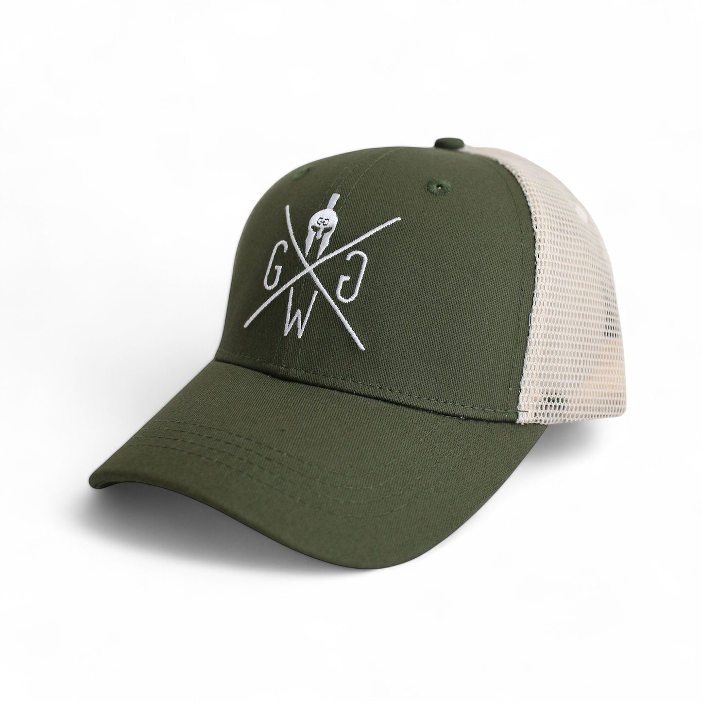 Trucker Kappe mit Netz Olive – Stylische Gym Generation Snapback-Cap mit sportlichem Design und optimaler Belüftung für warme Tage.