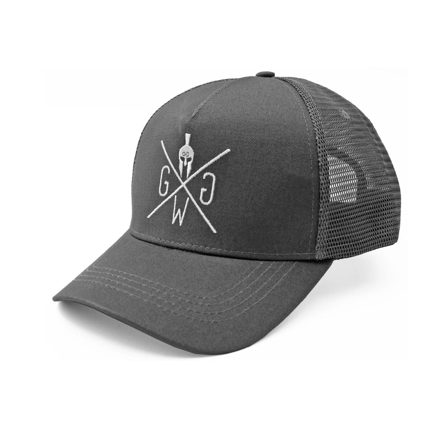 Gray Trucker Cap with Sweat-Wicking Technology for Gym Use