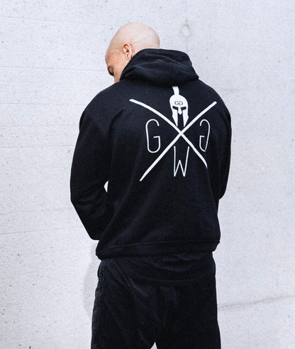 Schwarzer Herren Pullover von Gym Generation – langlebiger und bequemer Warriors Hoodie mit stylischem Design, perfekt kombinierbar für sportliche und lässige Looks.