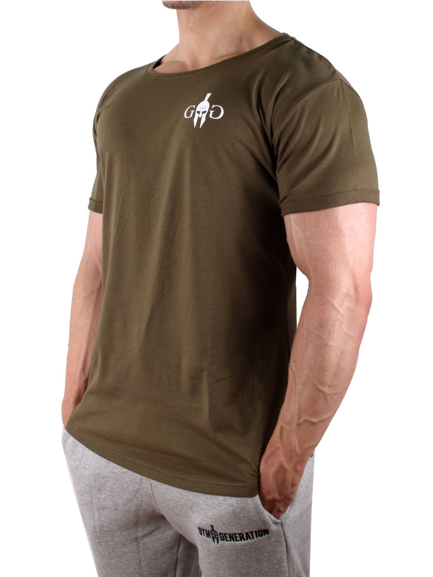 Stylisches Olive Fitnessshirt für Herren von Gym Generation – ideal fürs Gym und Outdoor-Training