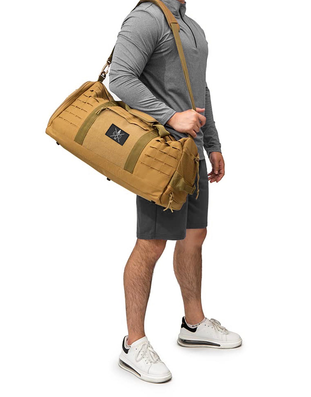 Sporttasche Beige – Vielseitige Gym Tasche von Gym Generation, mit strapazierfähigem Material, Klettfläche und modernem Look, perfekt für Fitness und Reisen.