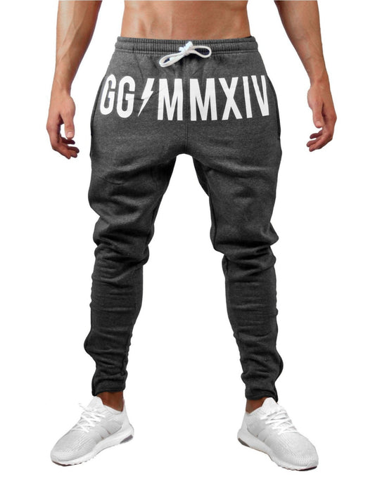 Hochwertige Gym Hosen von Gym Generation in stilvollem Grau mit weißem Logoaufdruck.