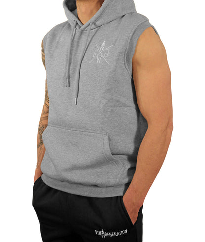 Ärmelloser Sport Hoodie Grau – Luftiger und flexibler Gym Hoodie von Gym Generation, für Bodyweight-Training, HIIT und entspannte Rest-Days.