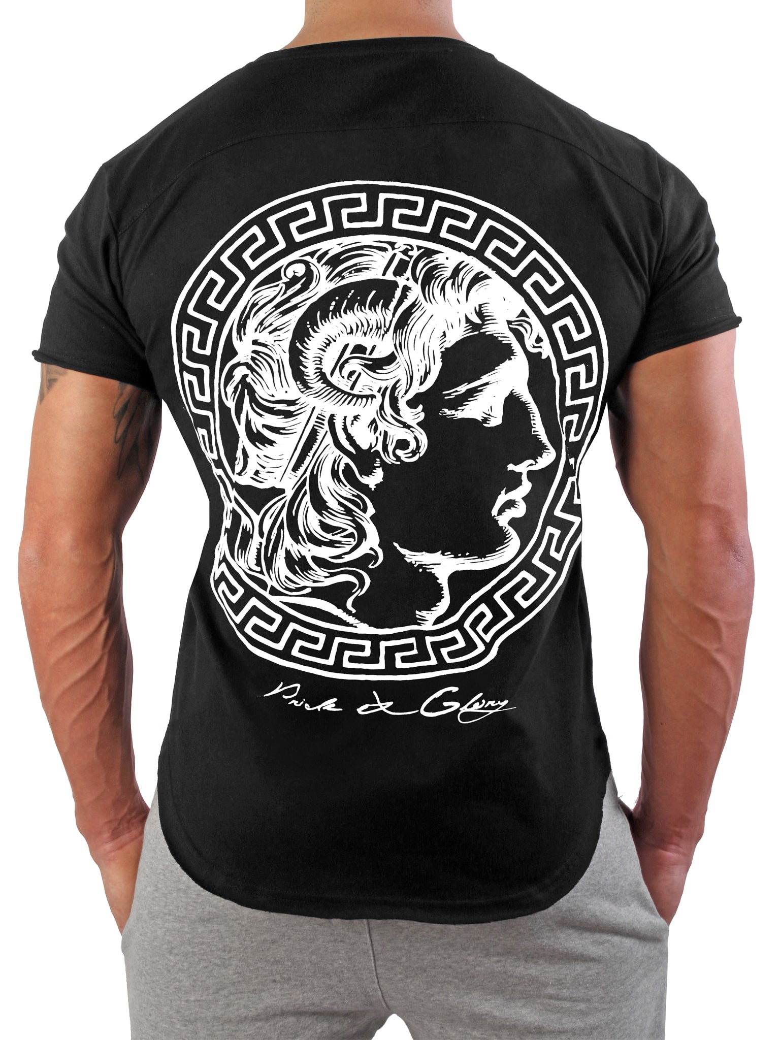 Schwarzes Gym T-Shirt Alexander der Große – Fitness T-Shirt für Herren aus 100% Baumwolle, mit modernem Design und kraftvollem Statement.