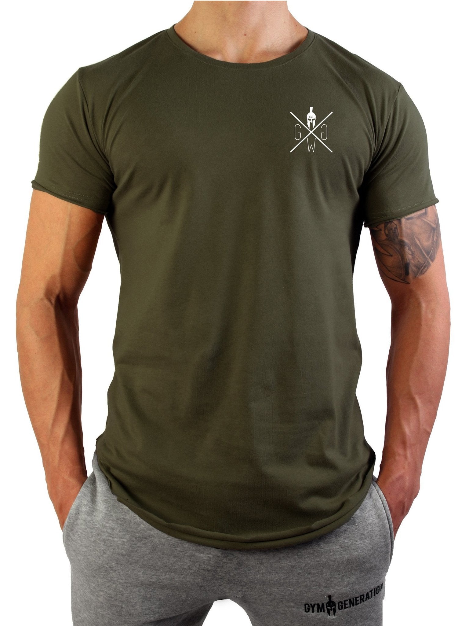 Warrior T-Shirt von Gym Generation in Olive mit "Warrior 89" Logo