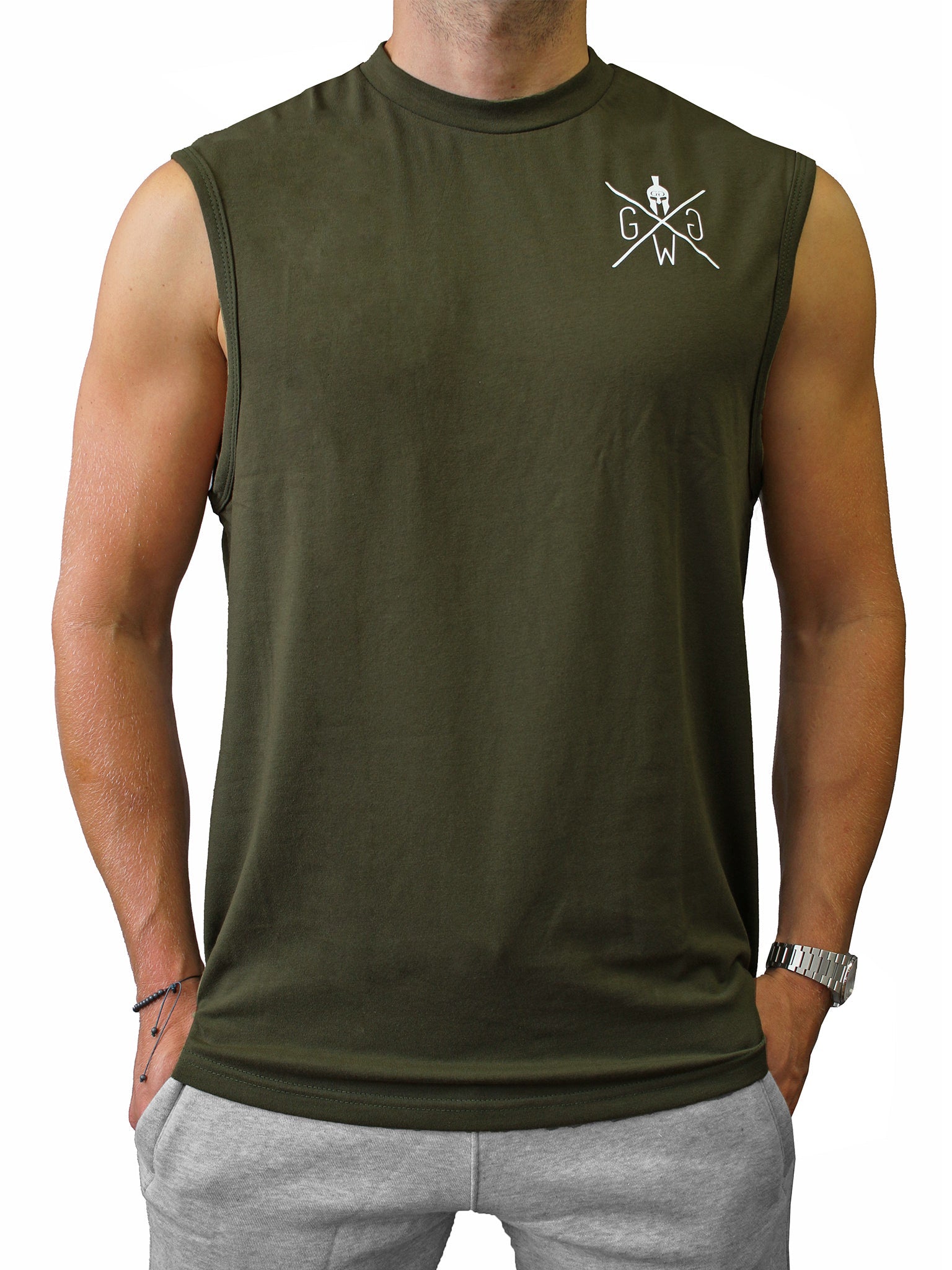 Sport Tank Top Olive – Locker geschnittenes Herren Tank Top von Gym Generation, perfekt für intensive Trainingseinheiten, Cardio und Freizeit.