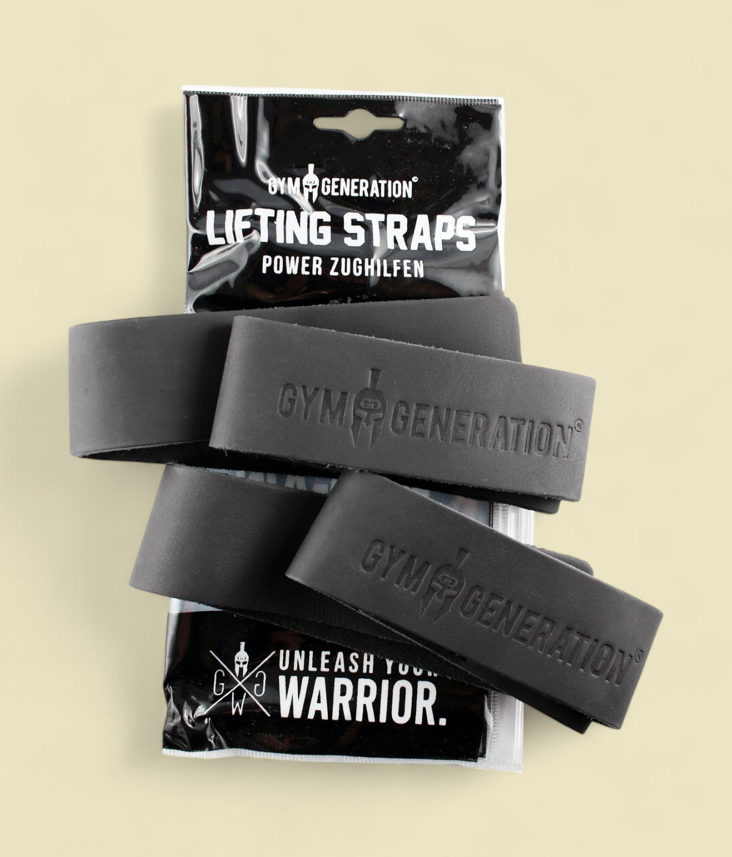 Schwarze Zughilfen aus Leder – Hochwertige Lifting Straps von Gym Generation, sorgen für Stabilität und Unterstützung bei Übungen wie Kreuzheben und Latziehen.