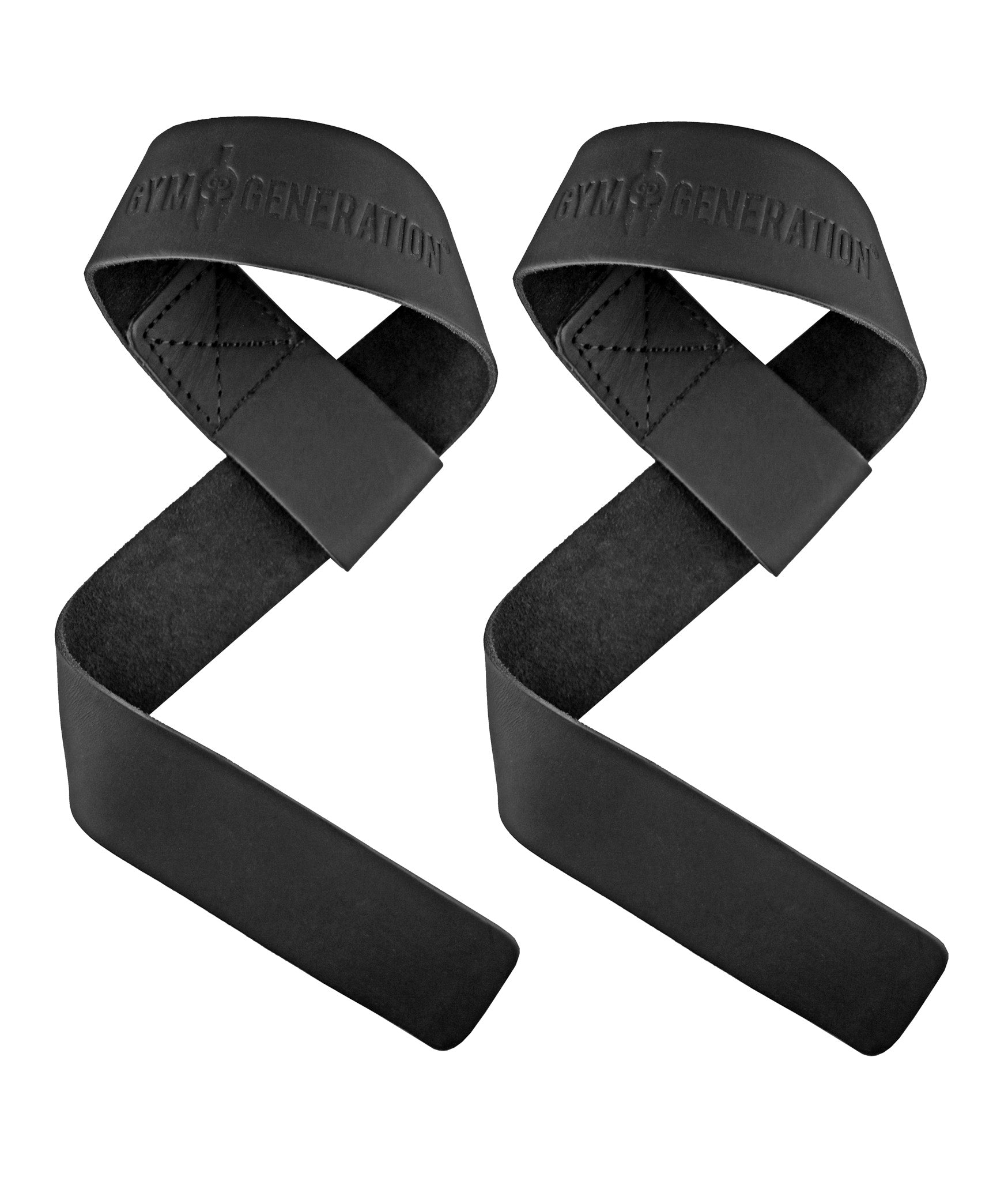 Zughilfen aus Leder Schwarz von Gym Generation – Robuste und langlebige Lifting Straps aus hochwertigem Leder, ideal für Kreuzheben, Klimmzüge und Rudern.