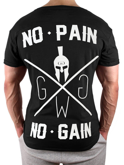 No Pain No Gain T-Shirt von Gym Generation in Schwarz mit auffälligem Rückendruck.