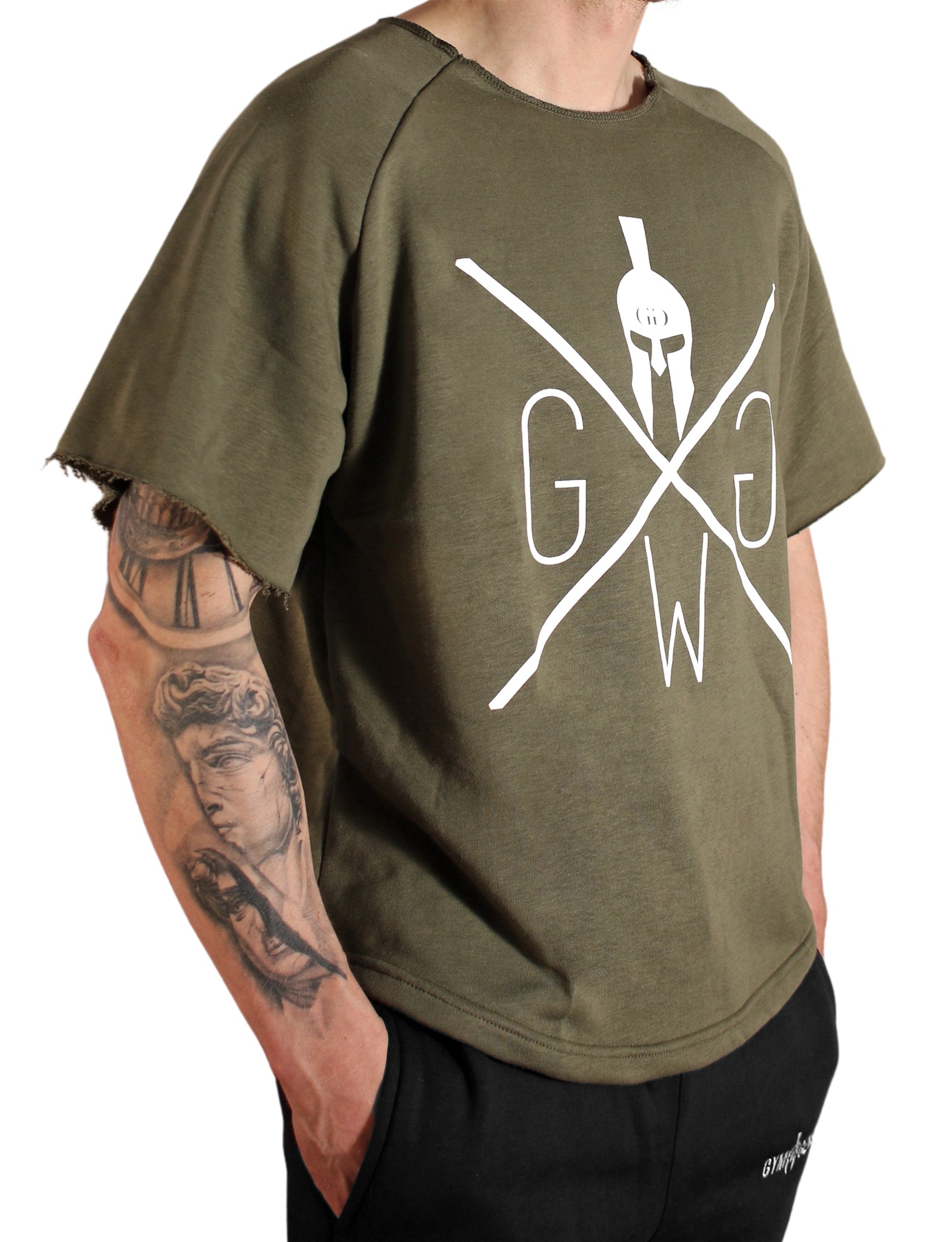 Oversized Bodybuilding T-Shirt Olive von Gym Generation, ideal als Pump Cover für intensives Training.