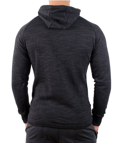 Schwarzer Gym Kapuzenpullover Herren mit stylischem ideal als Trainings- und Freizeitlook.