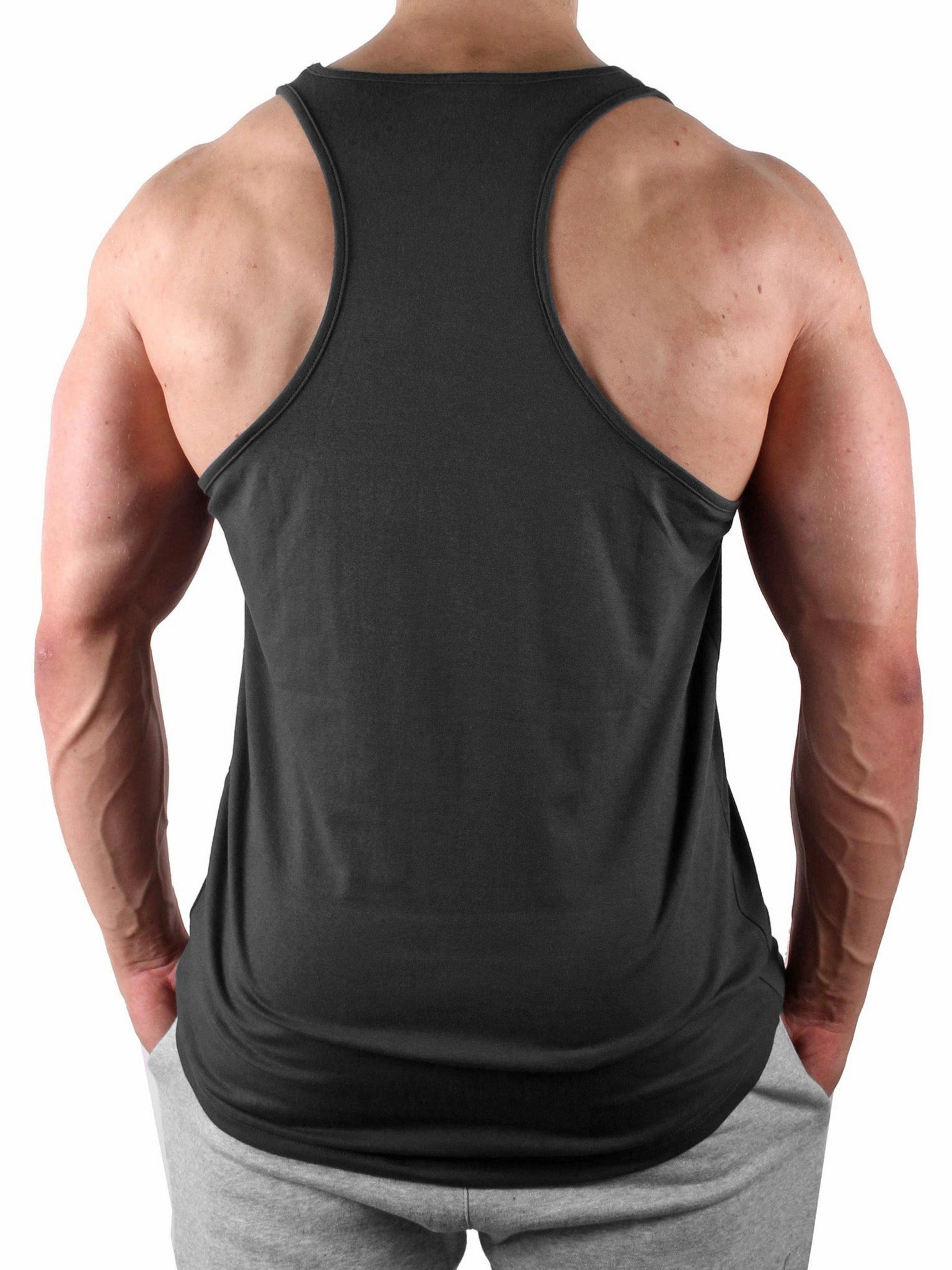 Dunkelgraues Stringer Tank Top von Gym Generation