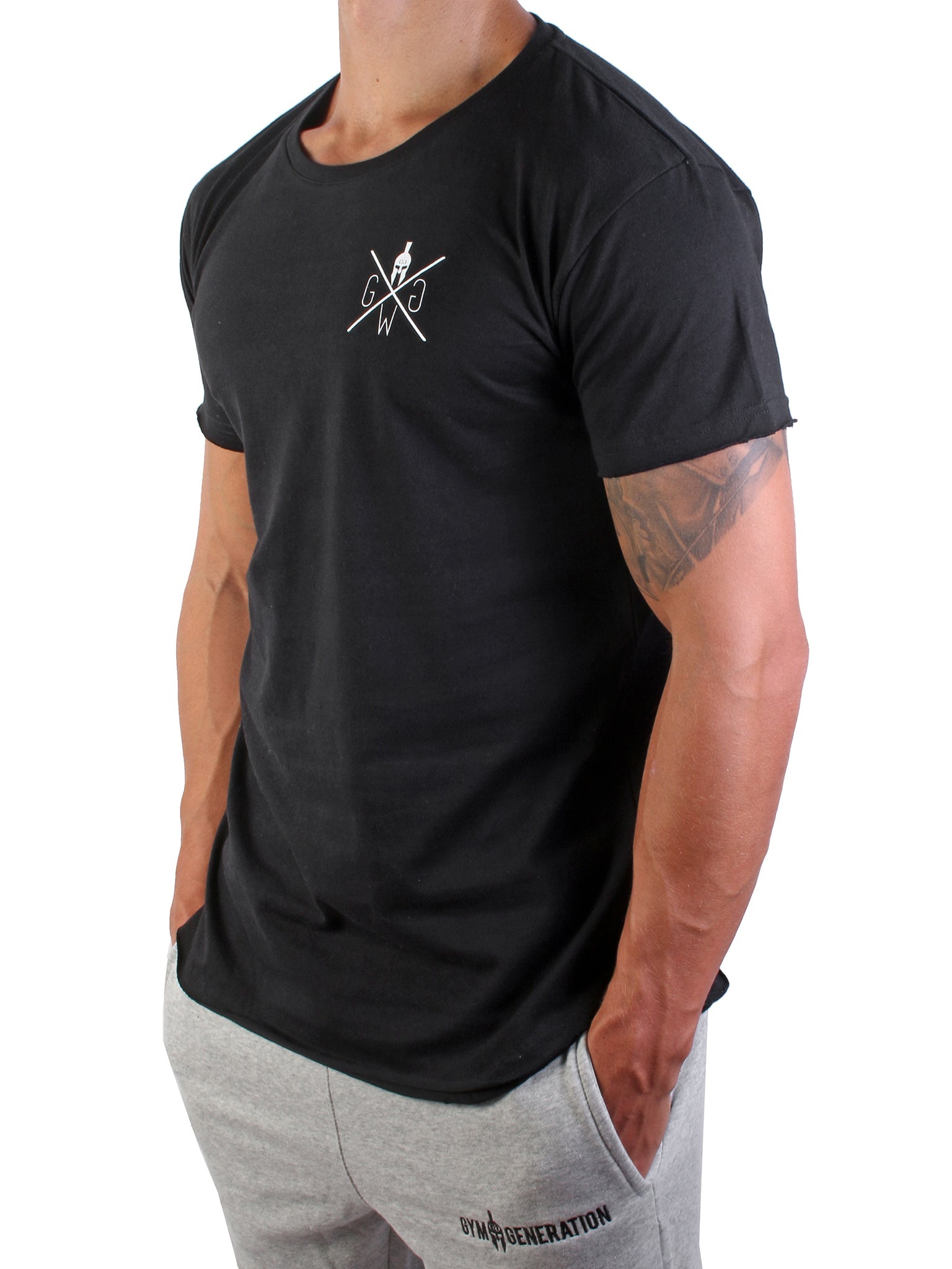 Black men's t-shirt with Spartan print | gym generation – Gym Generation®