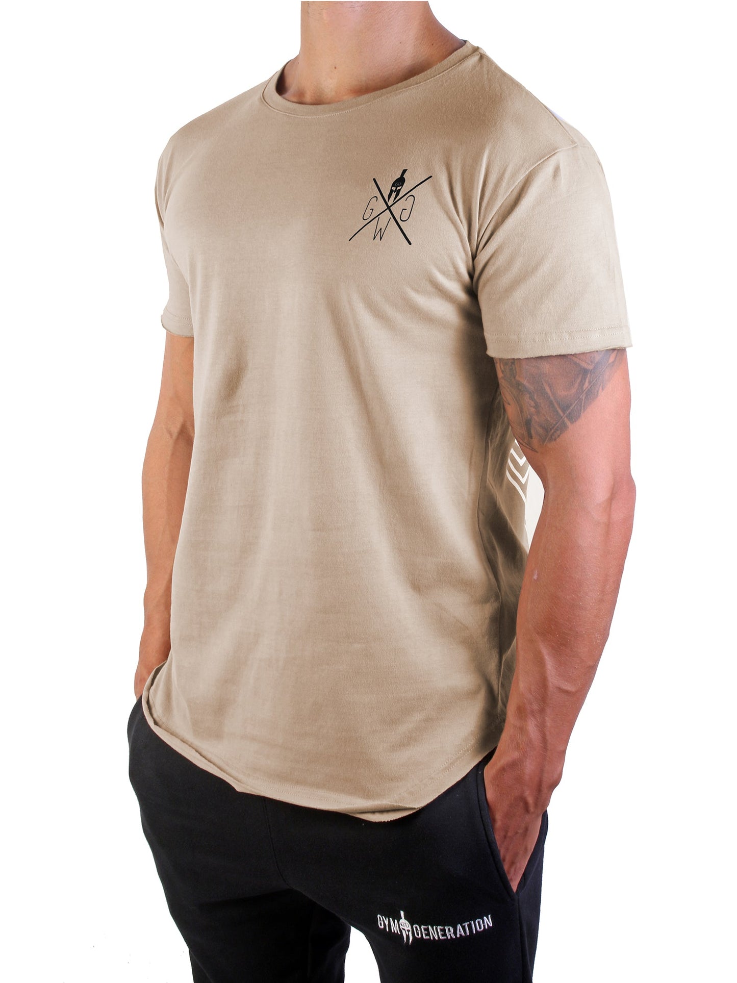 Valhalla Edition T-Shirt – Gym Generation Fitness T-Shirt in Beige, inspiriert von nordischer Mythologie, mit kraftvollem Design und perfekter Passform.