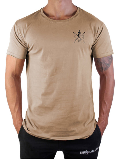 Gym T-Shirt Herren Sahara – Valhalla Edition, 100% Baumwolle, mit Ouroboros und Runen-Design, ideal für Training und lässige Freizeitlooks.