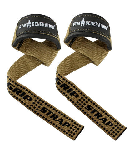 Gym Generation Zughilfen Beige – Strapazierfähige Lifting Straps mit gepolsterter Handgelenkschlaufe und rutschfestem Grip, ideal für Kreuzheben, Klimmzüge und Powerlifting.